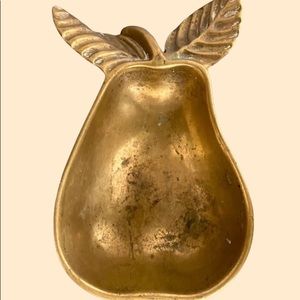 Vintage antique brass pear bowl dish holder tray